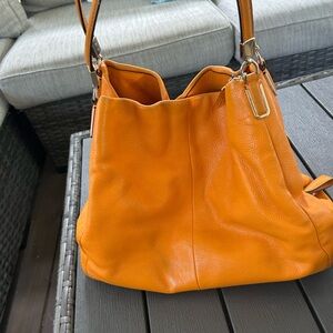 Coach Orange Leather Tote Bag